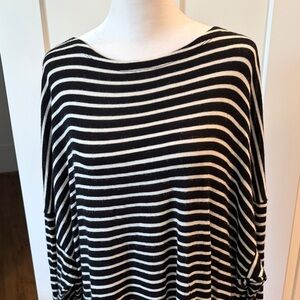 Flawless Womens Black White Striped Long Sleeve Top Size XS-S Nautical Classy